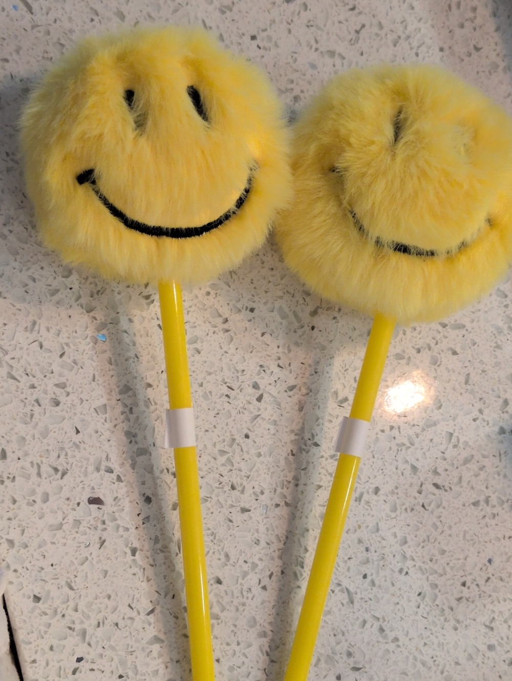 Yellow Fuzzy Smile Decorative Pens-